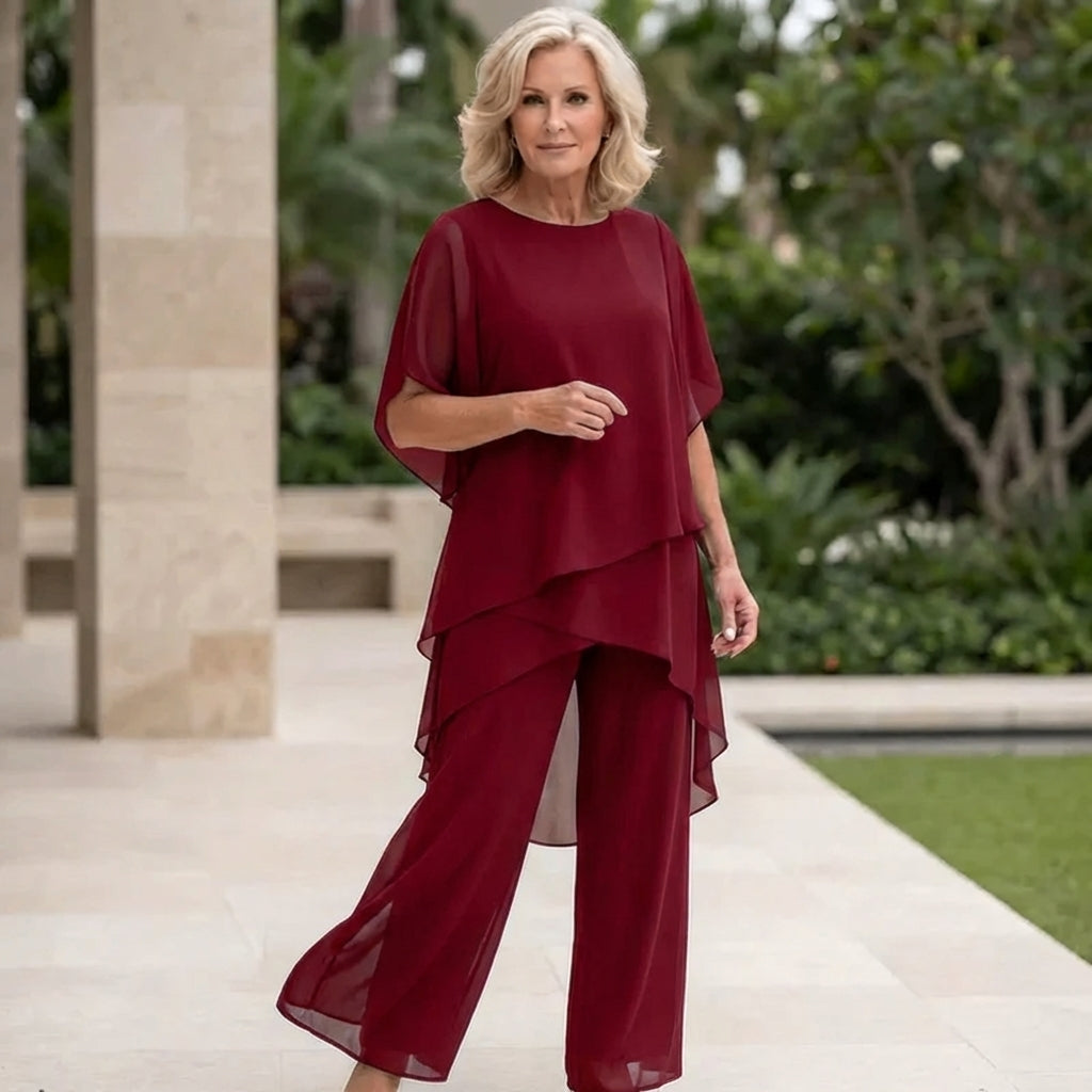 Margaret™ | Suit with draped palazzo pants