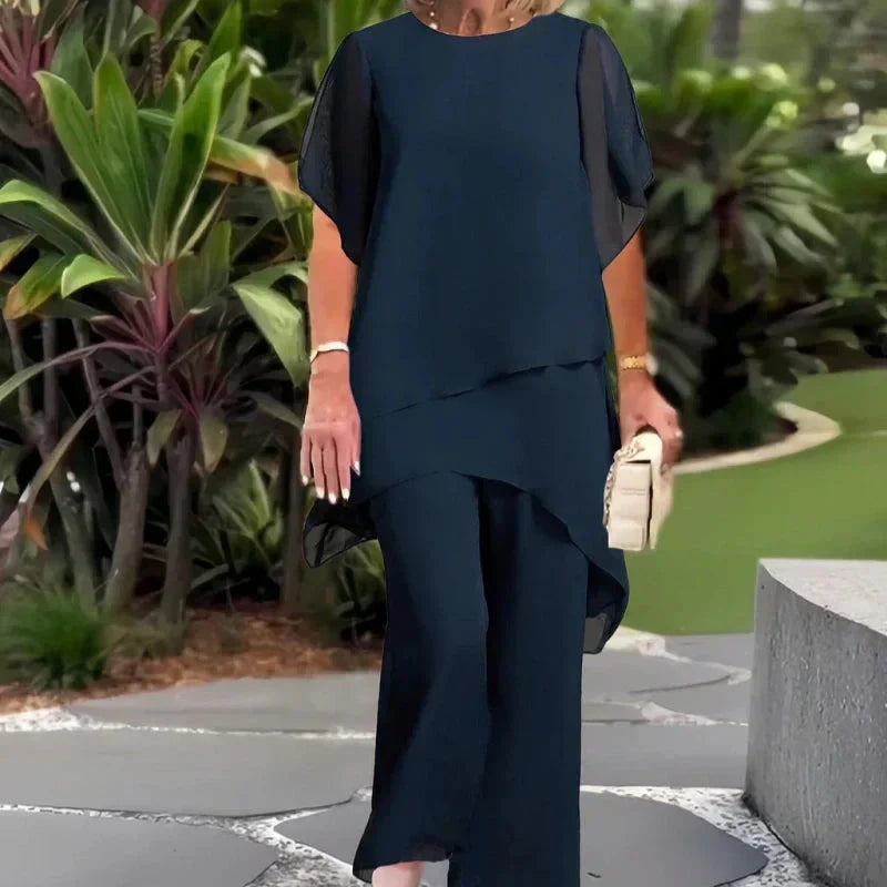 Margaret™ | Suit with draped palazzo pants